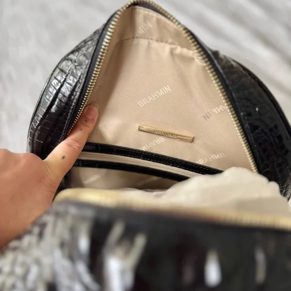 Brahmin Dartmouth Croc-Embossed Genuine Leather Backback in Black Melbourne🖤 NWT - Picture 7 of 11